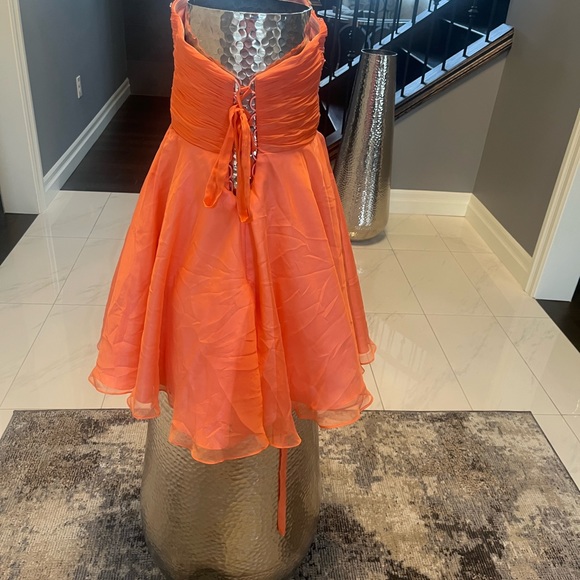 Cantaloupe colour ALYSE Paris Boutique party event dress with sparkling stones - Picture 12 of 16